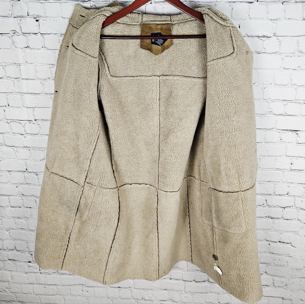 GAP | vintage Y2K calf suede leather hooded button-up coat jacket - Picture 3 of 8